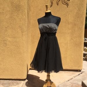 Strapless B &W Polka Dot Dress